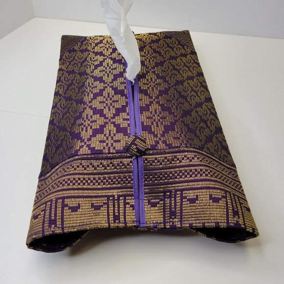 Luxurious Tissue Box Purple Songket Tissue Box Cover - Picture 1 of 11